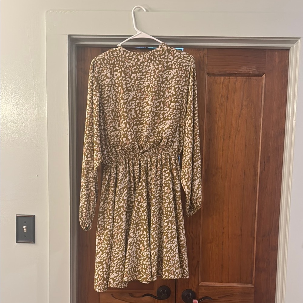 Brown and White Patterned Dress
